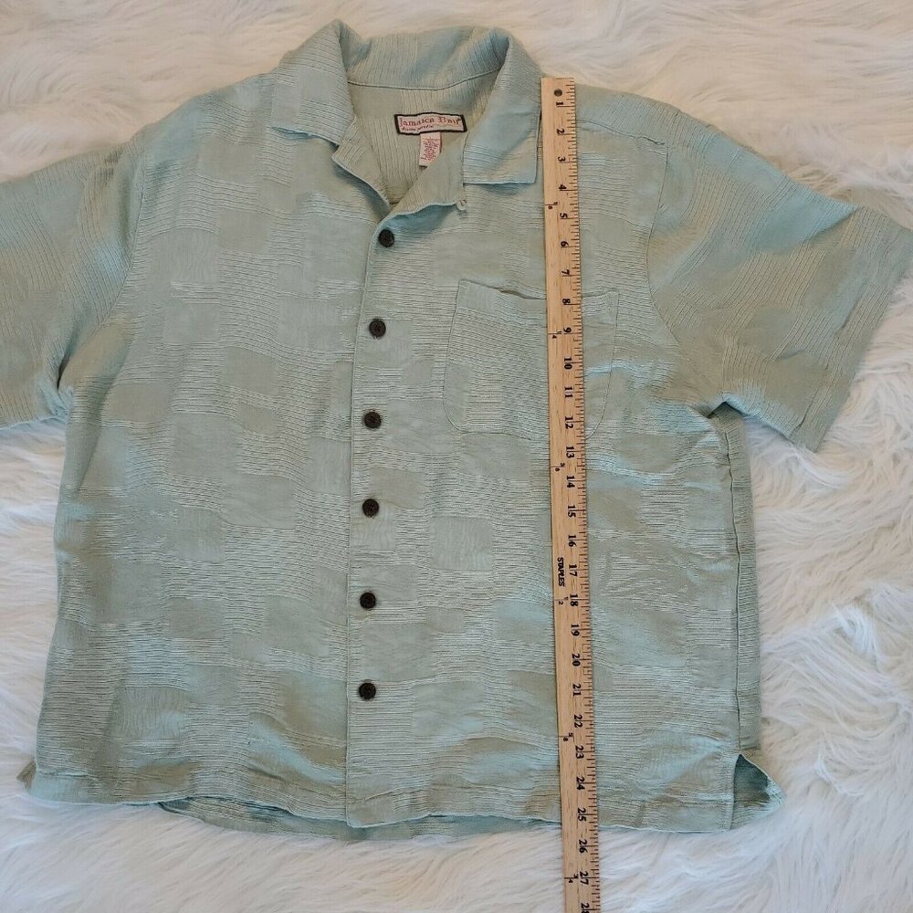 Jamaica Bay Mens Size L Green Hawaiian Button Down Shirt Short Sleeve - Picture 5 of 9